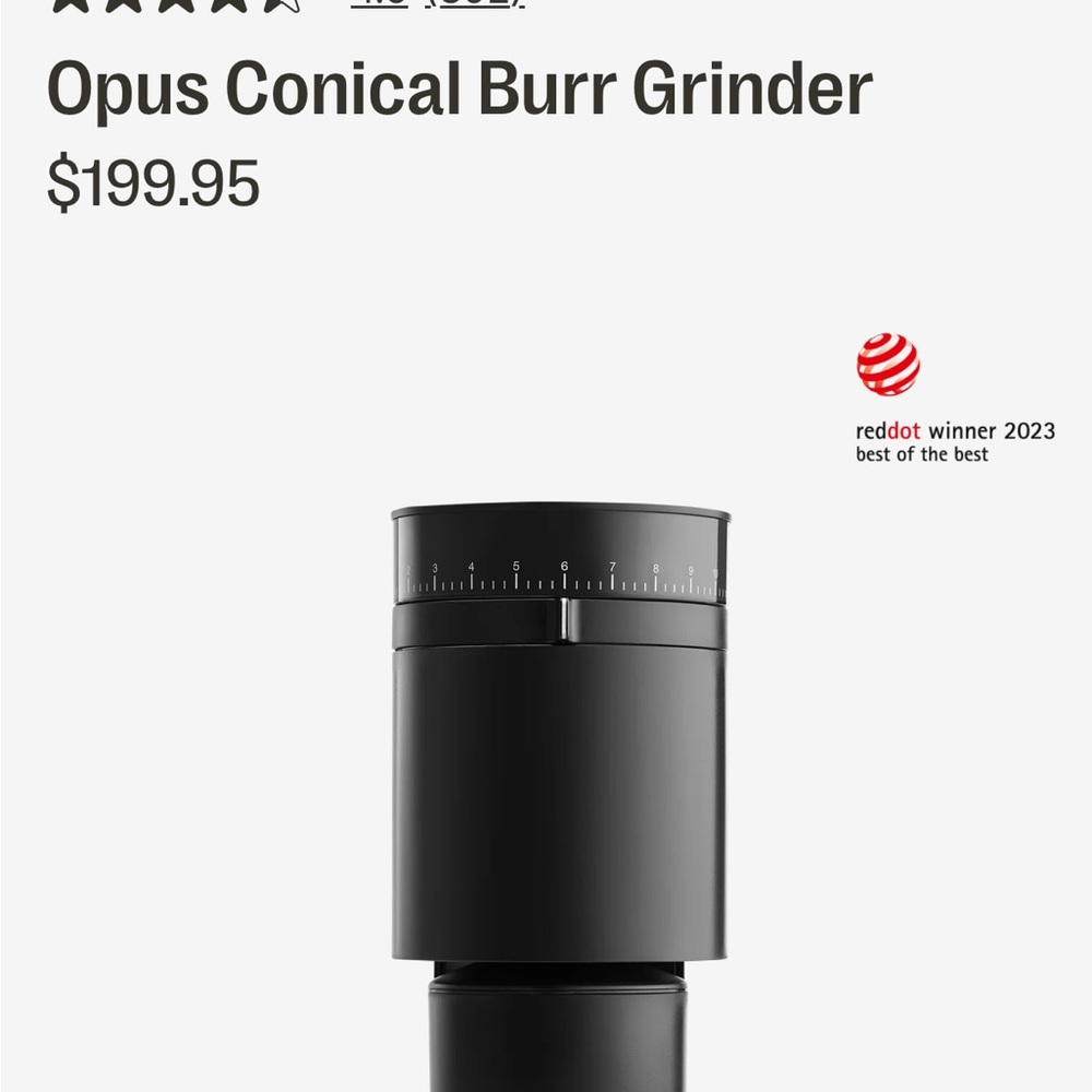 Opus Black Conical Burr Grinder